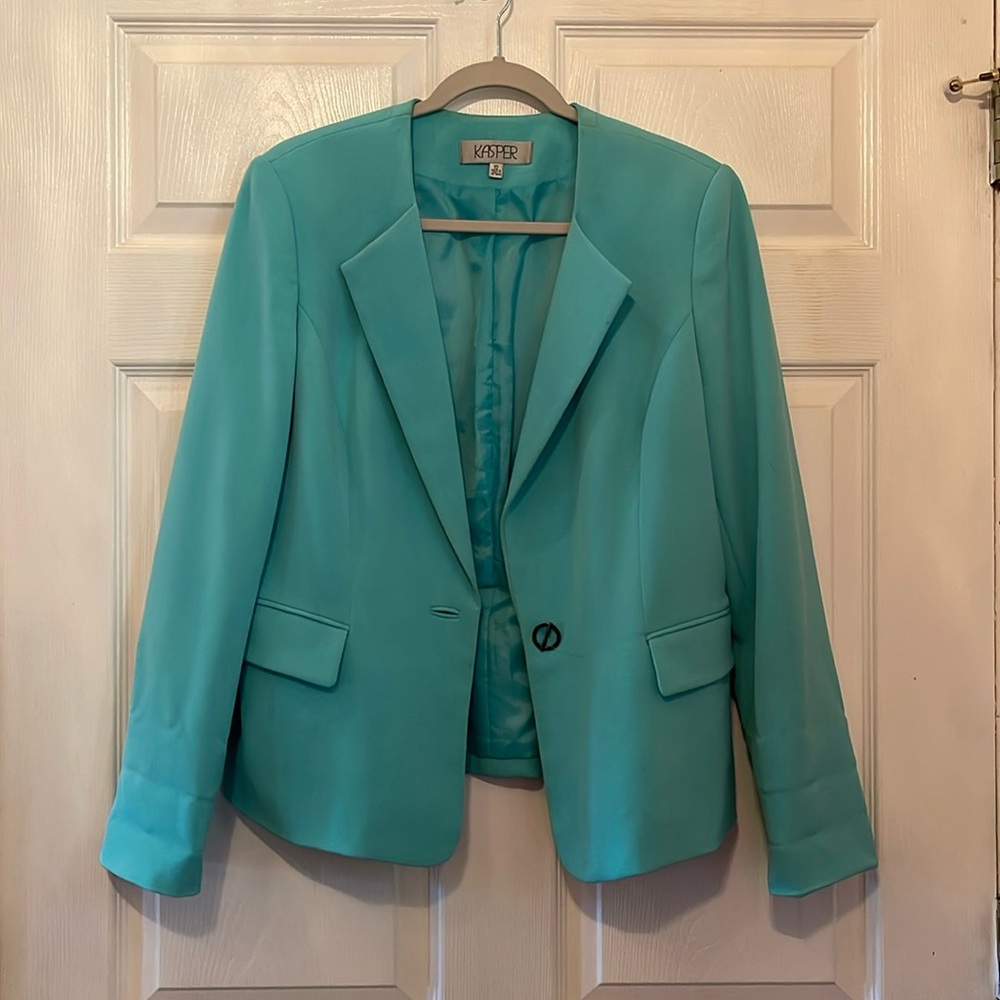 Kasper Teal/light blue Blazer Size 10